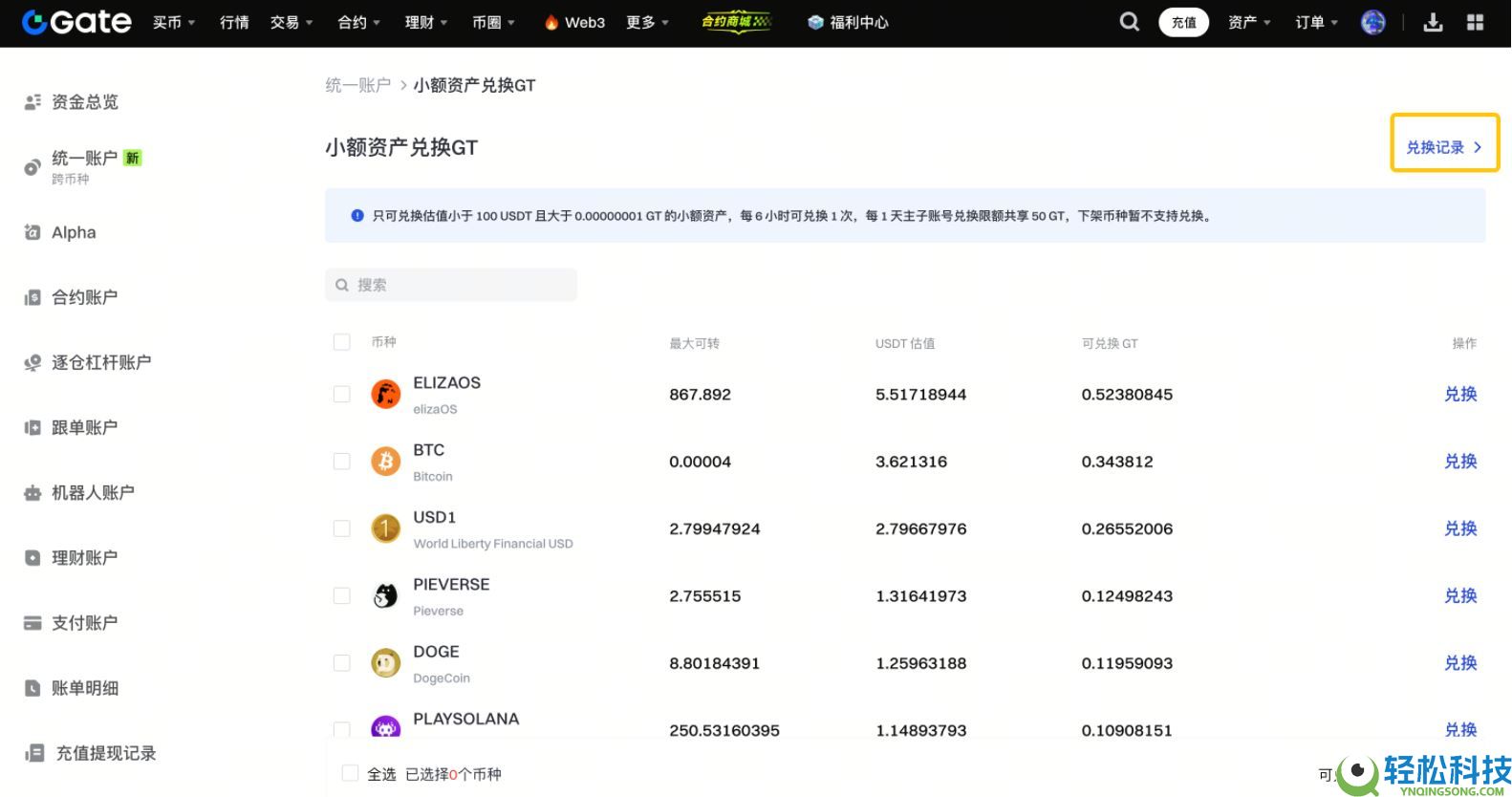 Gate交易所如何使用小额兑换功能?Gate使用小额兑换功能的操作流程