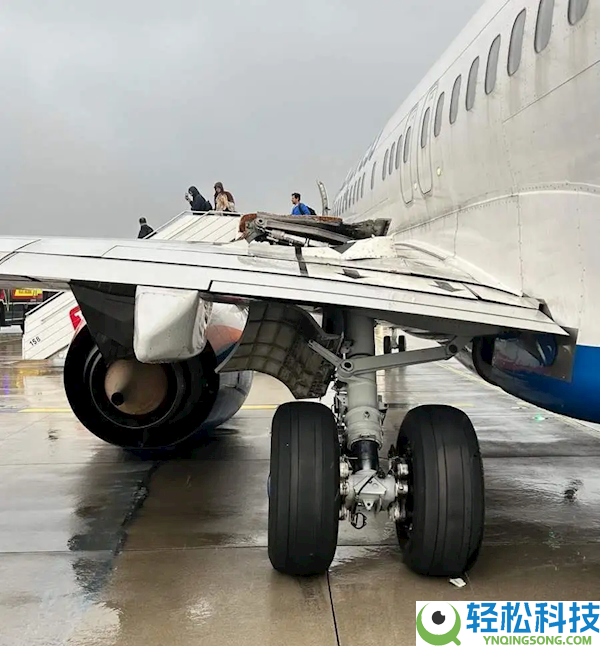 一波音737客机滑行中“断腿”：机翼顶穿、发起机砸地