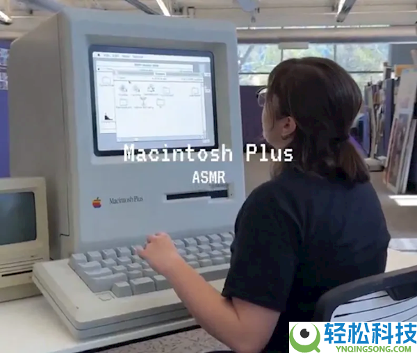1986年的苹果巨无霸Mac电脑表态:女孩打字演示 这键盘太狂了