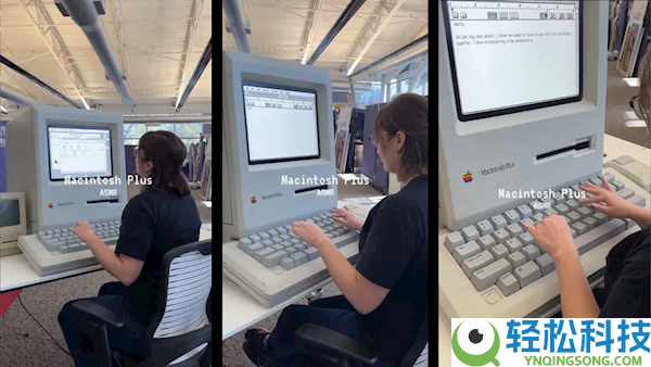 1986年的苹果巨无霸Mac电脑表态:女孩打字演示 这键盘太狂了