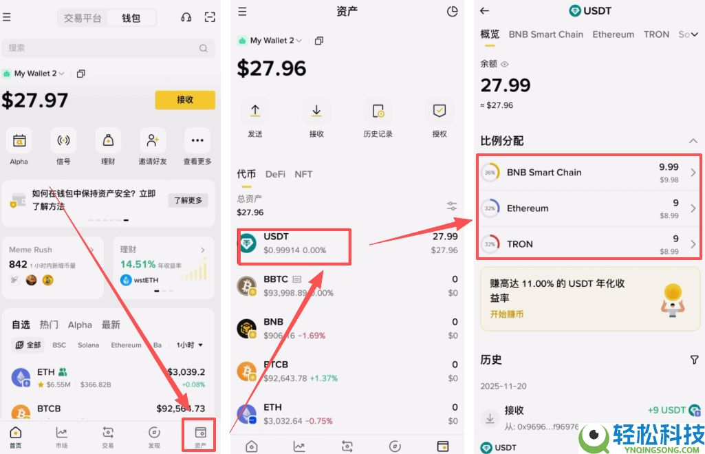 如何将BI安钱包的USDT转回BI安交易所?(BEP20、ERC20和TRC20链发送)