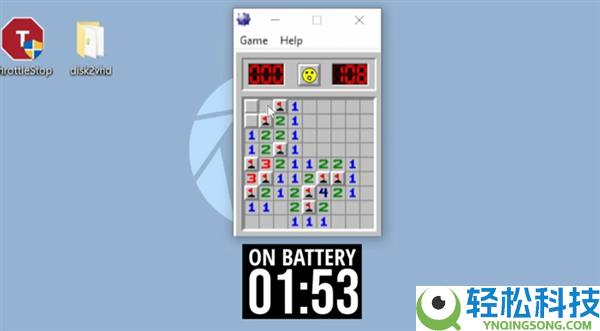 发热友用56节5号电池运转台式电机脑：实测玩扫雷续航不到5分钟