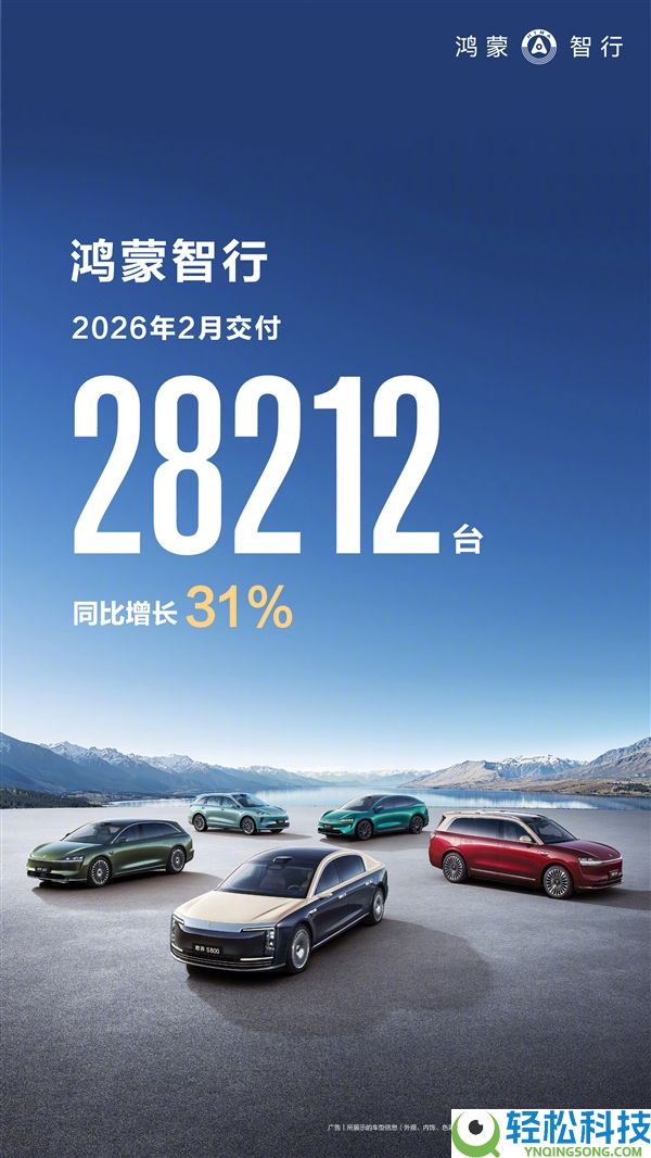 问界照旧是主力 鸿蒙智行2月交付2.8万辆：同比增进31%