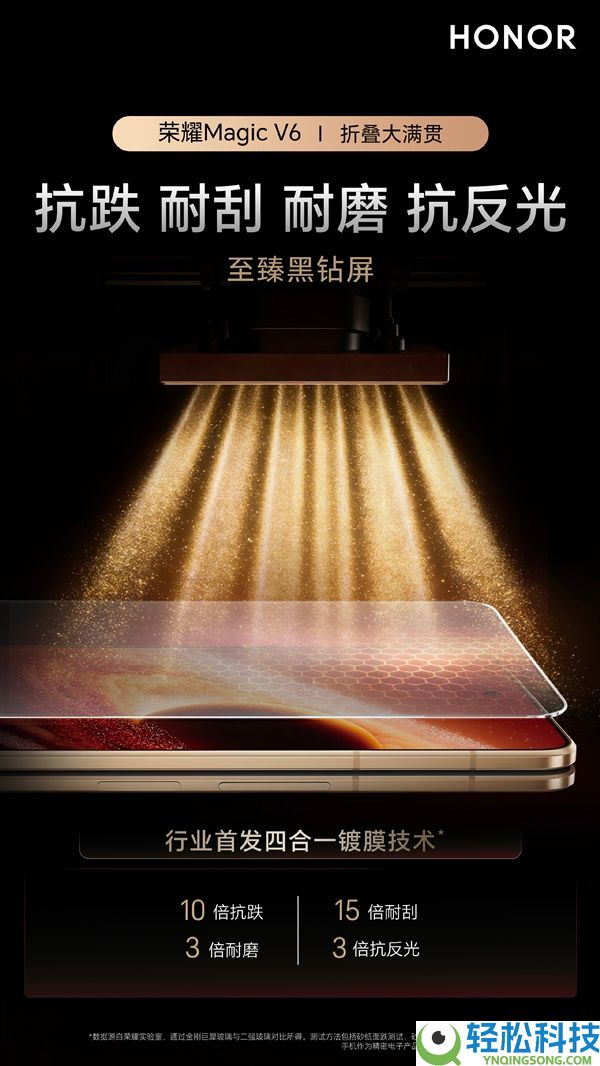十倍耐刮耐磨,光荣Magic V6首发黑钻屏：辞别贴膜与反光焦虑