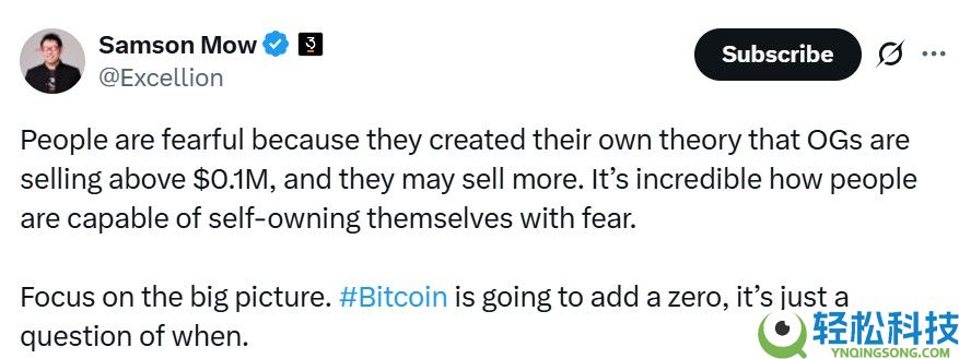 Samson Mow最新观点:比特币(BTC)牛市尚未开始