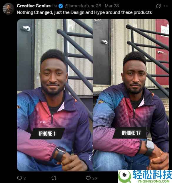 看懵了,初代iPhone到iPhone 17自拍对照 网友吐槽几近一样