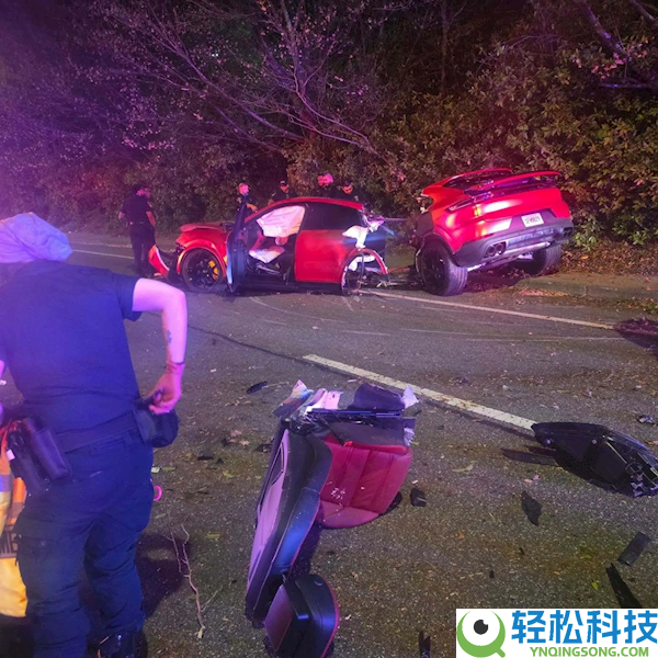 保时捷卡宴严重车祸后断成两截 驾驶员事业生还