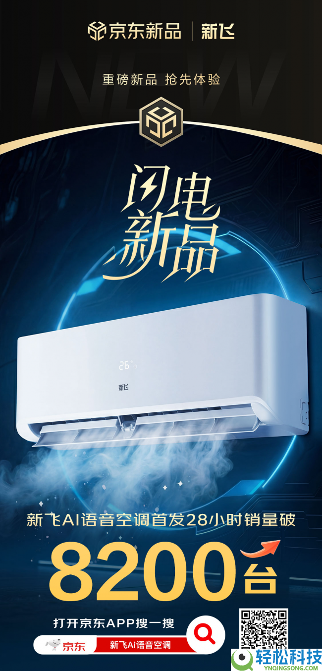 首发28小时销量破8200台, 新飞AI语音空调搭载京东JoyInside