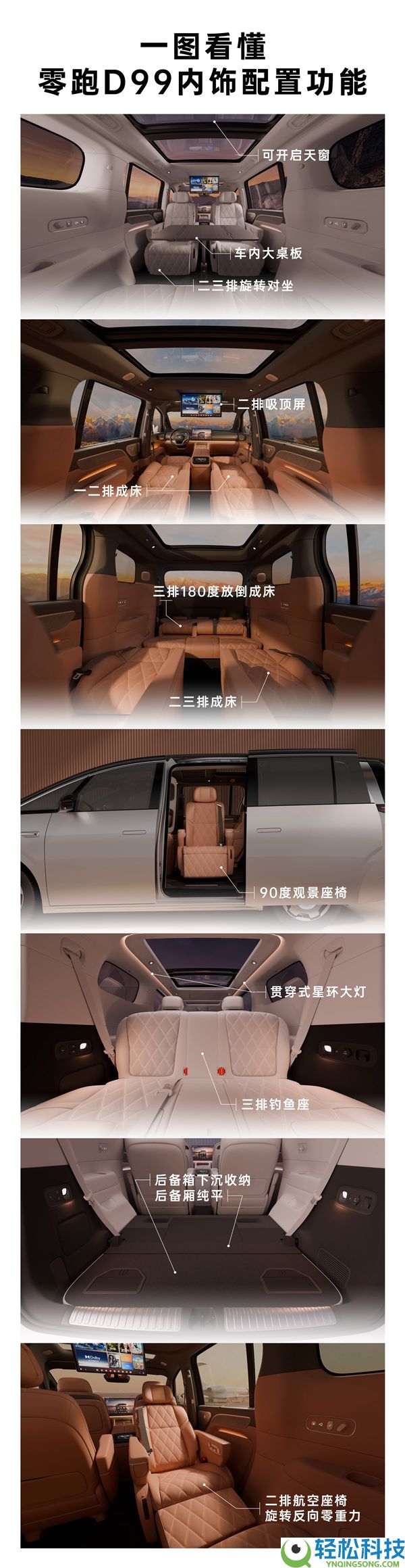 零跑又要掀桌子 全新MPV车型D99内饰发布:扭转座椅部署了