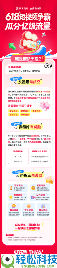 快手618开门红正式开启,多重福利玩法与爆款补助集中上线