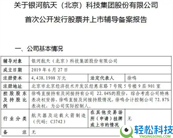 贸易卫星独角兽银河航天启动IPO：开创人曾任猎豹挪动总裁 雷军葛卫东都投了