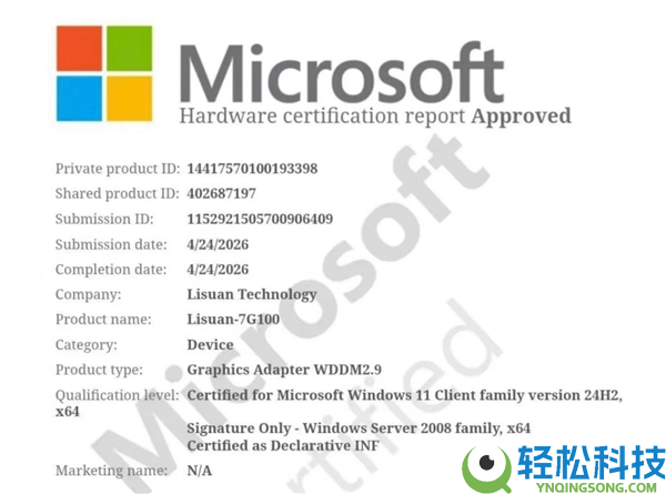 机能对标RTX 4060,国产自研6nm显卡获微软承认 砺算科技搞定Windows兼容性