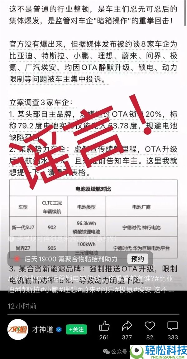 官方造谣：网传“比亚迪被约谈” 不实,