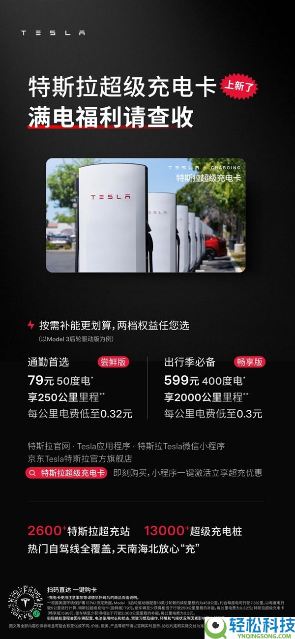 599元充400度,特斯拉超充卡周全开放：非特斯拉车主也能薅