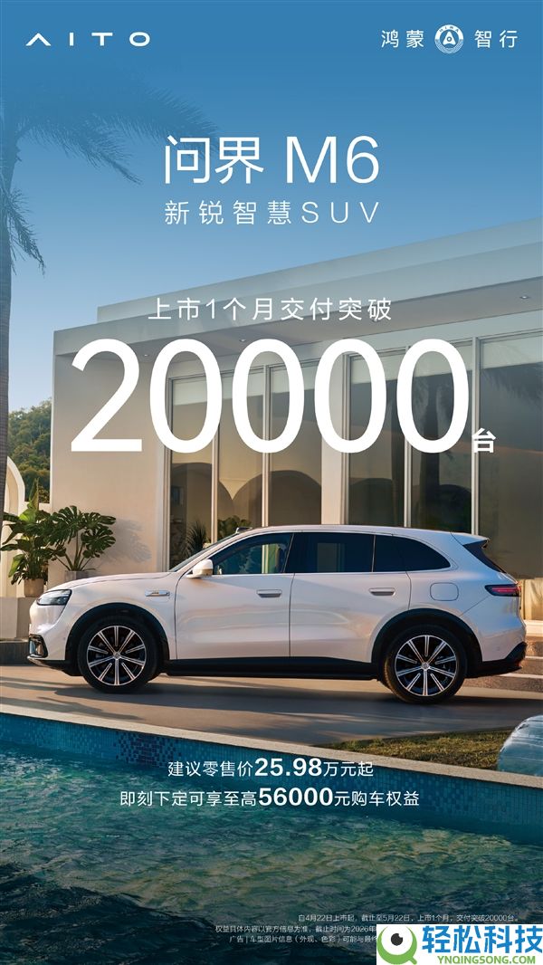 25.98万起卖爆了,问界M6上市首月交付破20000台